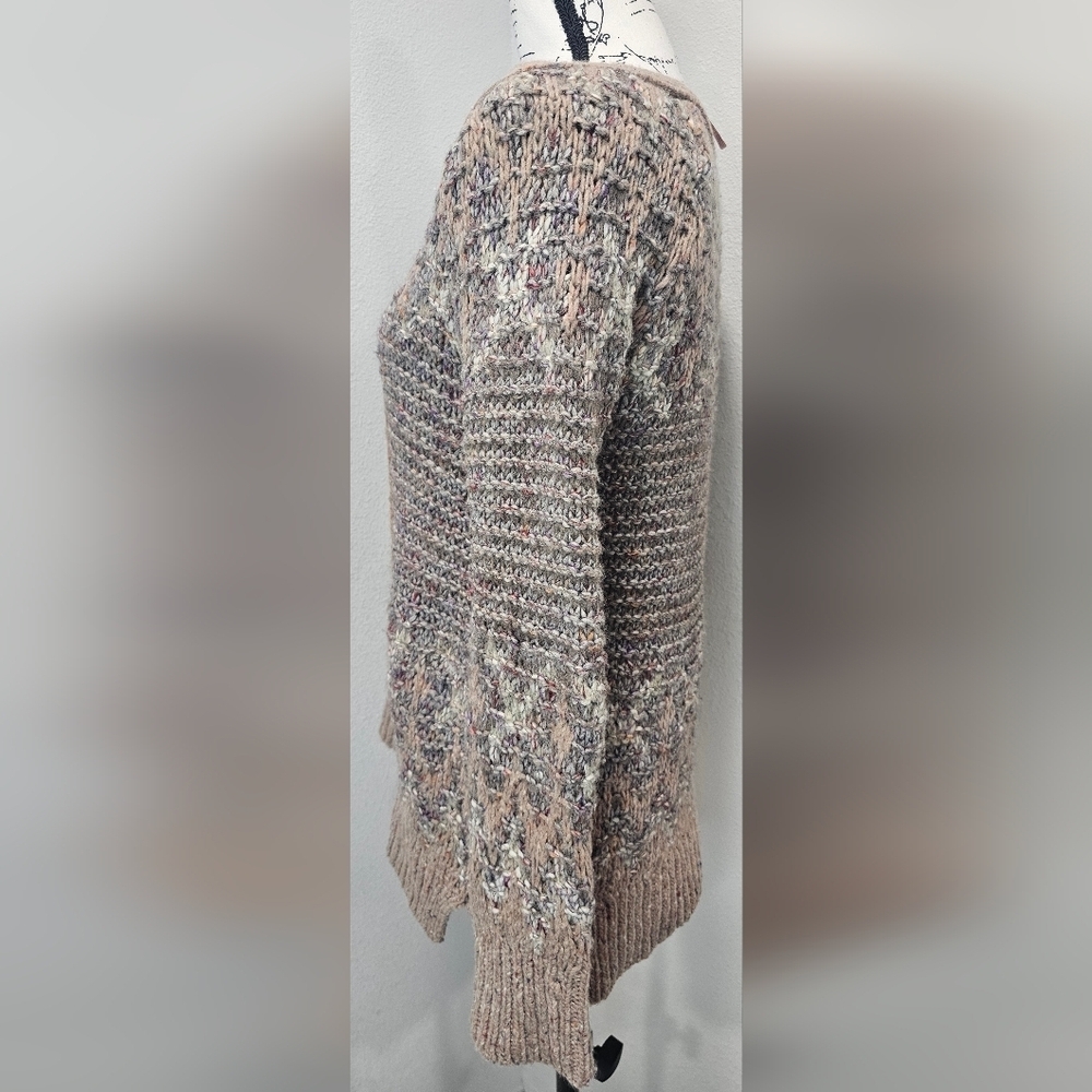 Free People Love Bug Chunky Knit Fair Isle Sweater Boho Wool Blend Size XS - Picture 6 of 15